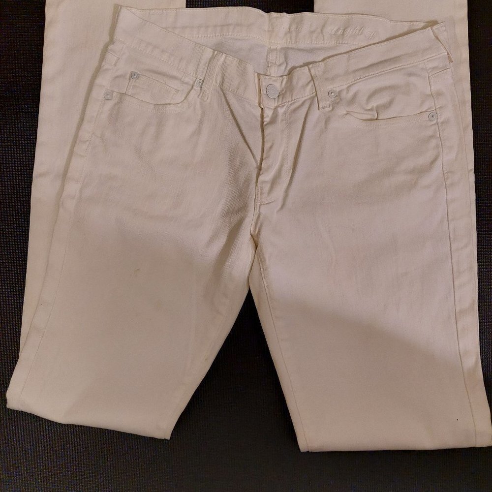 Seven For All Mankind White Denim Skinny Jeans Size 31 - Inseam 34 - Picture 3 of 16